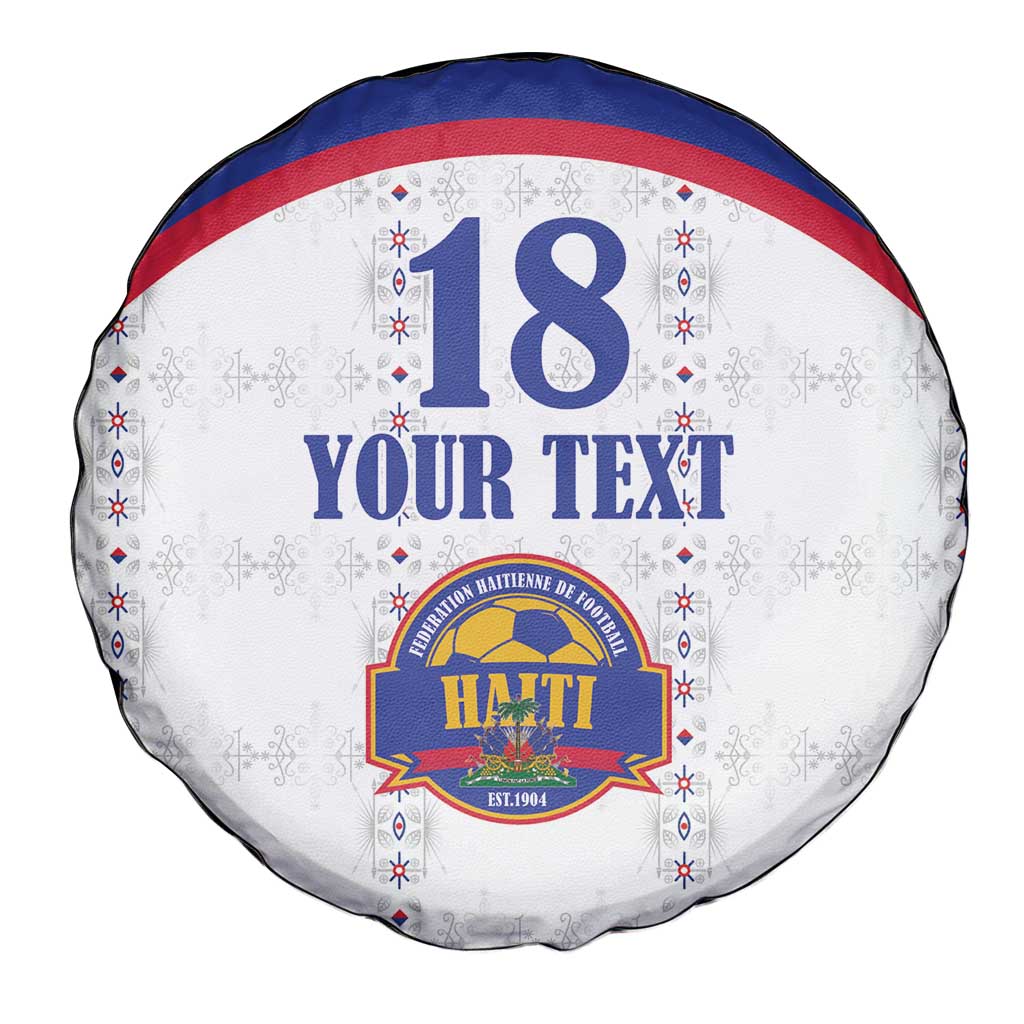 Custom Haiti Football Spare Tire Cover Les Grenadiers Veve Haitian Vodou White Version - Wonder Print Shop