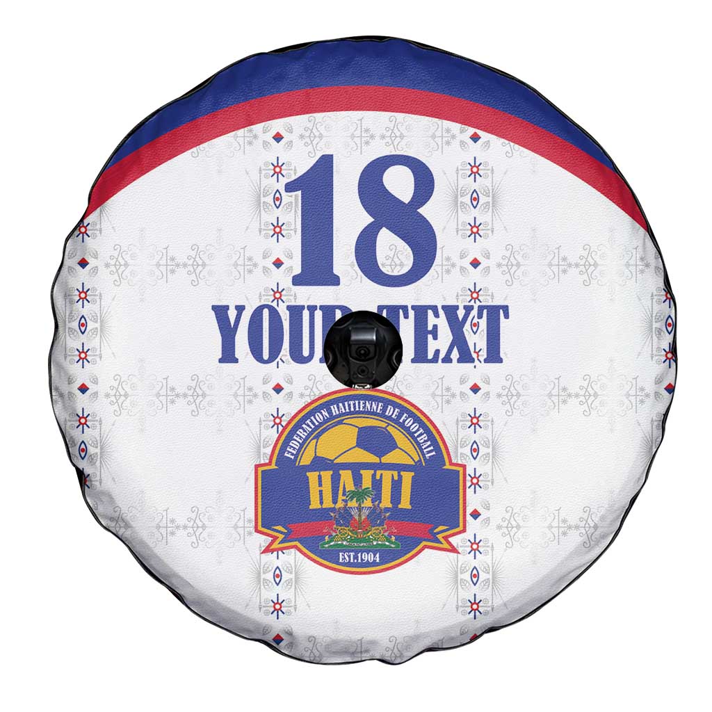Custom Haiti Football Spare Tire Cover Les Grenadiers Veve Haitian Vodou White Version - Wonder Print Shop