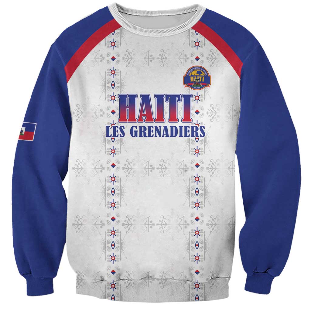 Custom Haiti Football Sweatshirt Les Grenadiers Veve Haitian Vodou White Version - Wonder Print Shop