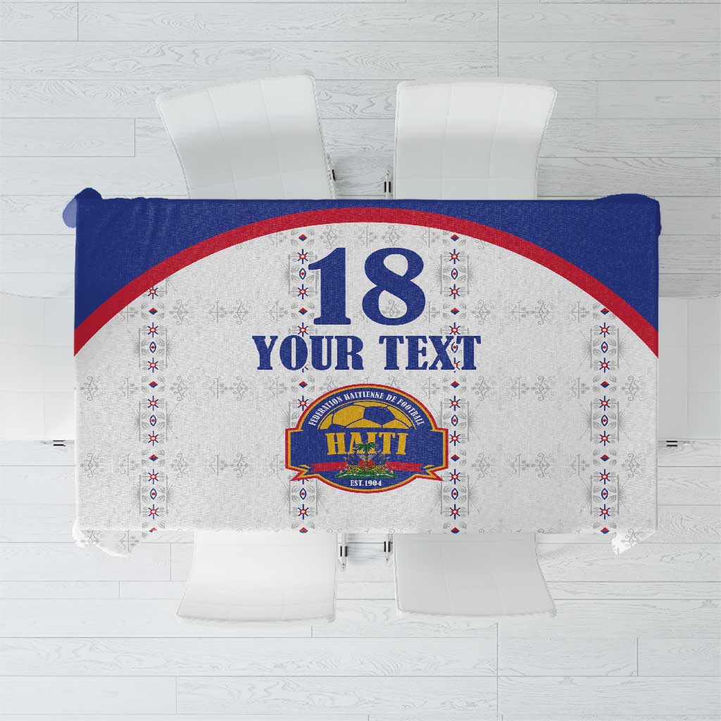 Custom Haiti Football Tablecloth Les Grenadiers Veve Haitian Vodou White Version - Wonder Print Shop