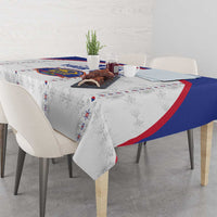 Custom Haiti Football Tablecloth Les Grenadiers Veve Haitian Vodou White Version - Wonder Print Shop
