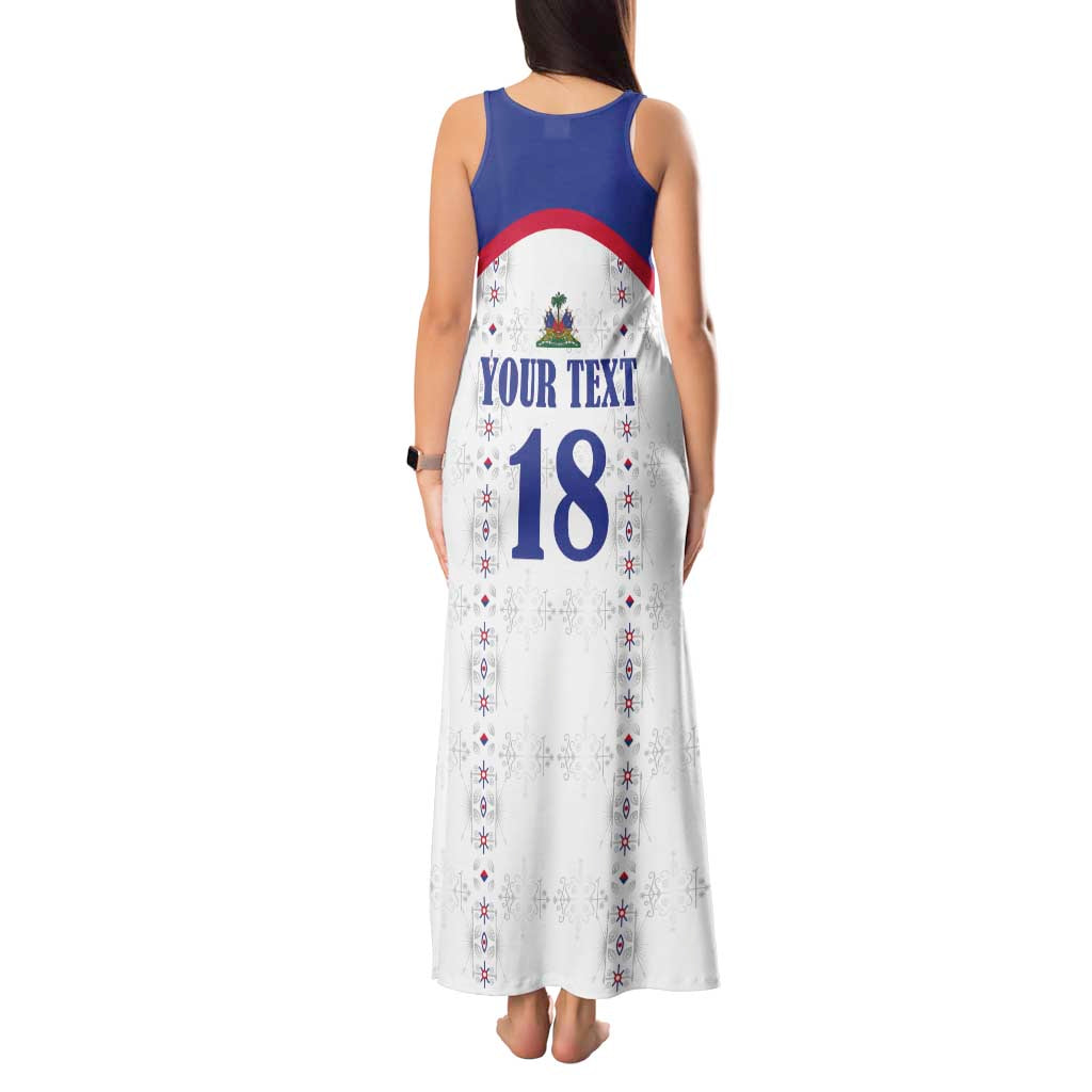 Custom Haiti Football Tank Maxi Dress Les Grenadiers Veve Haitian Vodou White Version - Wonder Print Shop
