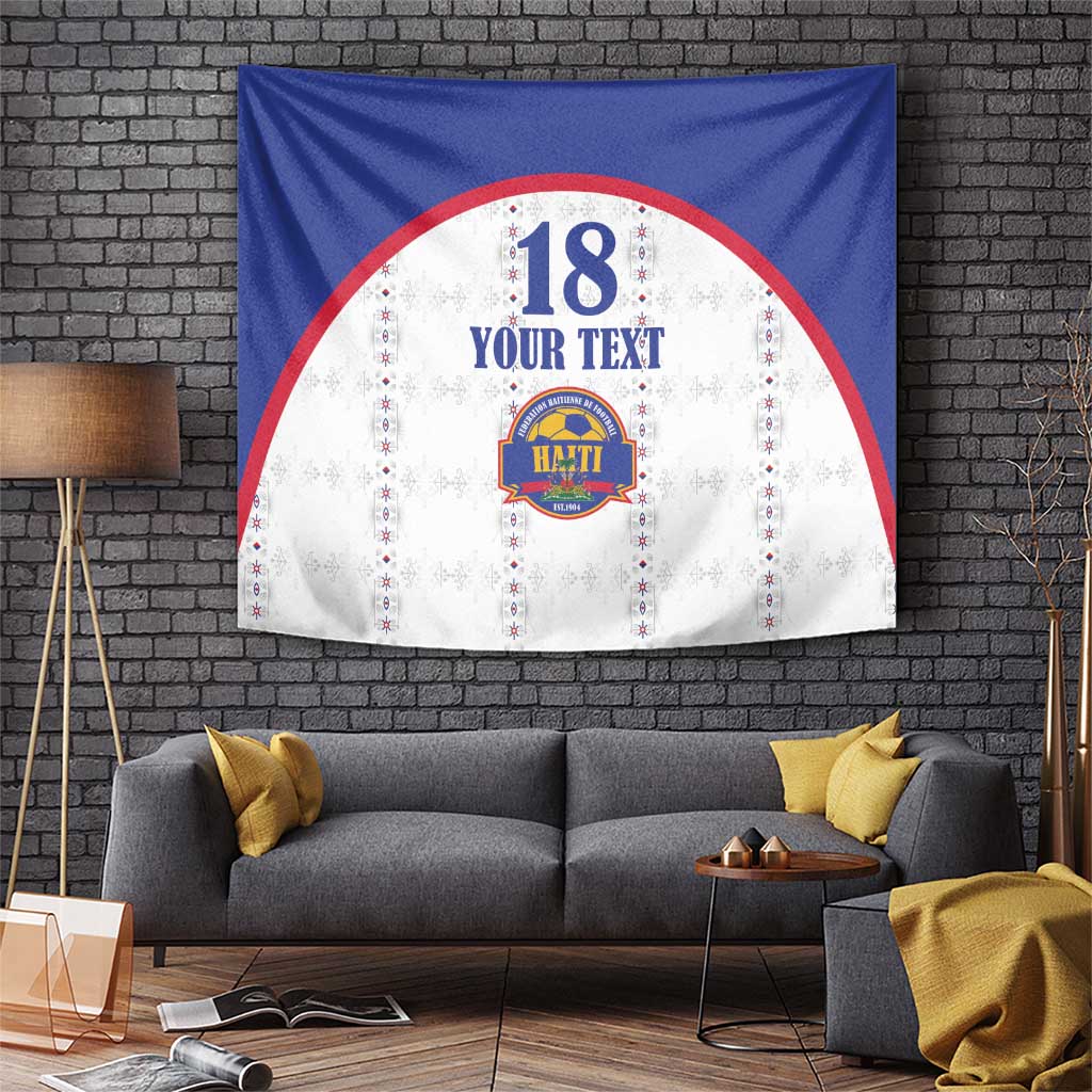 Custom Haiti Football Tapestry Les Grenadiers Veve Haitian Vodou White Version - Wonder Print Shop