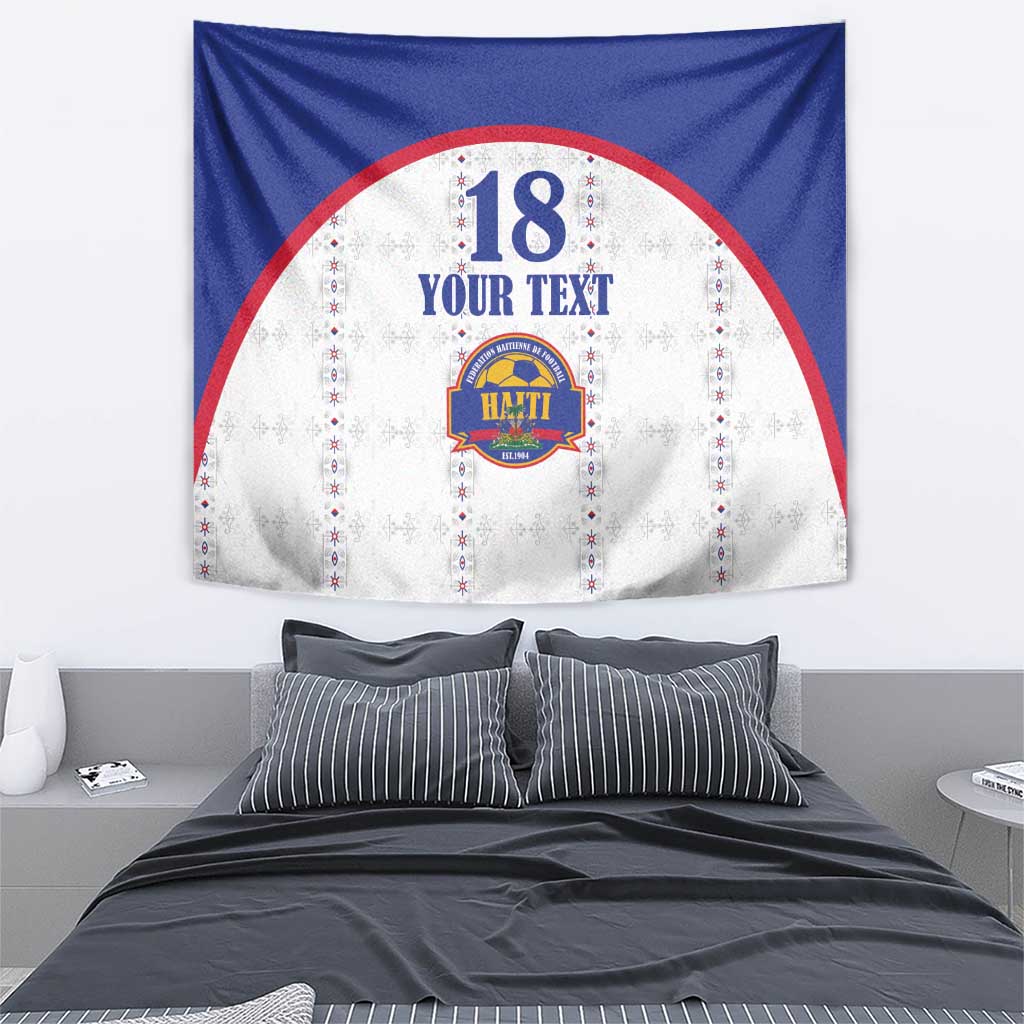 Custom Haiti Football Tapestry Les Grenadiers Veve Haitian Vodou White Version - Wonder Print Shop