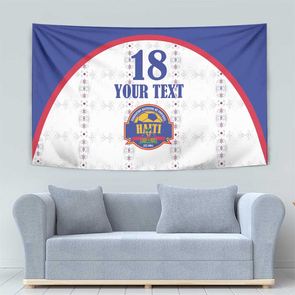 Custom Haiti Football Tapestry Les Grenadiers Veve Haitian Vodou White Version - Wonder Print Shop