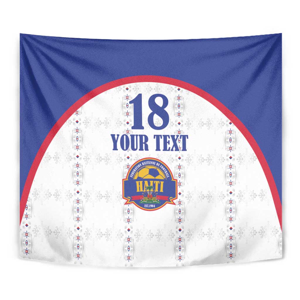 Custom Haiti Football Tapestry Les Grenadiers Veve Haitian Vodou White Version - Wonder Print Shop