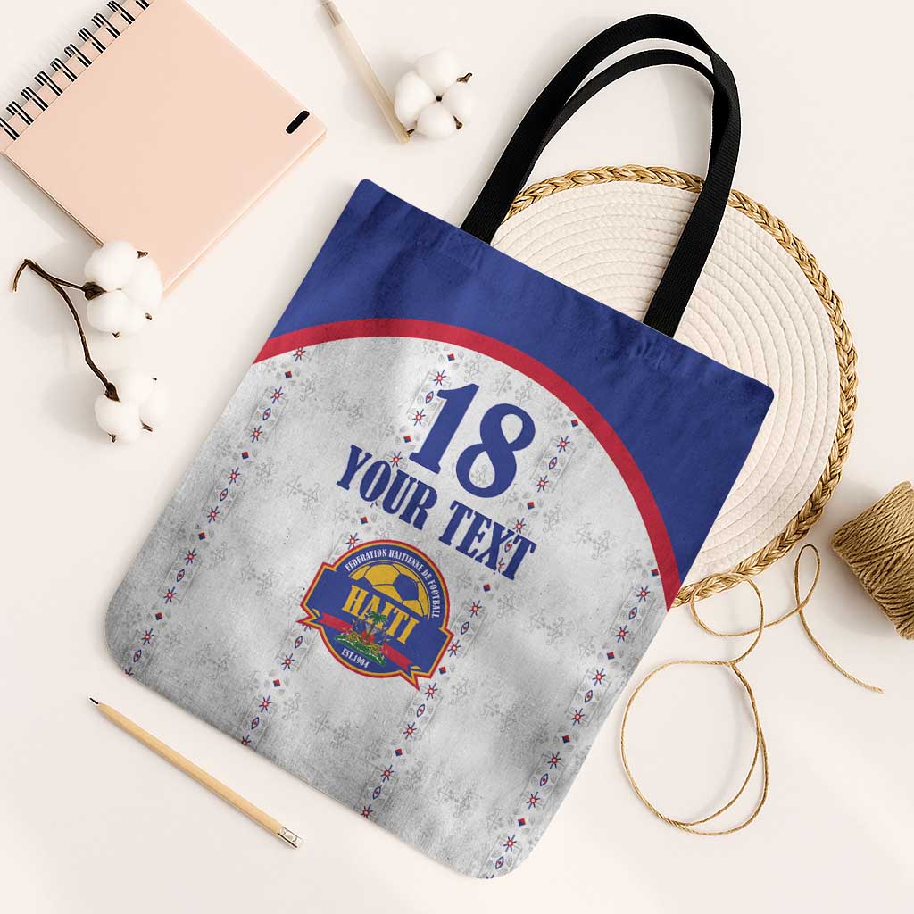 Custom Haiti Football Tote Bag Les Grenadiers Veve Haitian Vodou White Version - Wonder Print Shop
