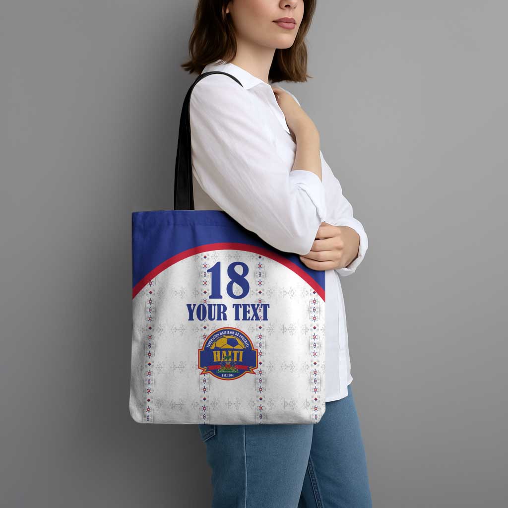 Custom Haiti Football Tote Bag Les Grenadiers Veve Haitian Vodou White Version - Wonder Print Shop