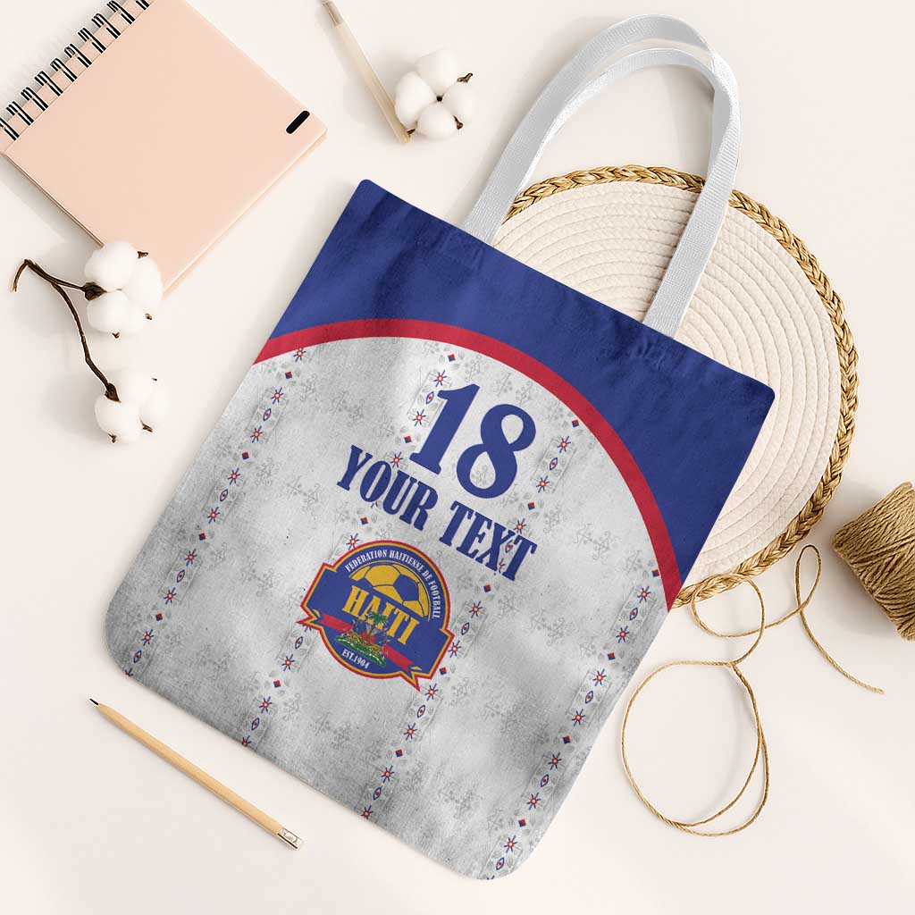 Custom Haiti Football Tote Bag Les Grenadiers Veve Haitian Vodou White Version - Wonder Print Shop