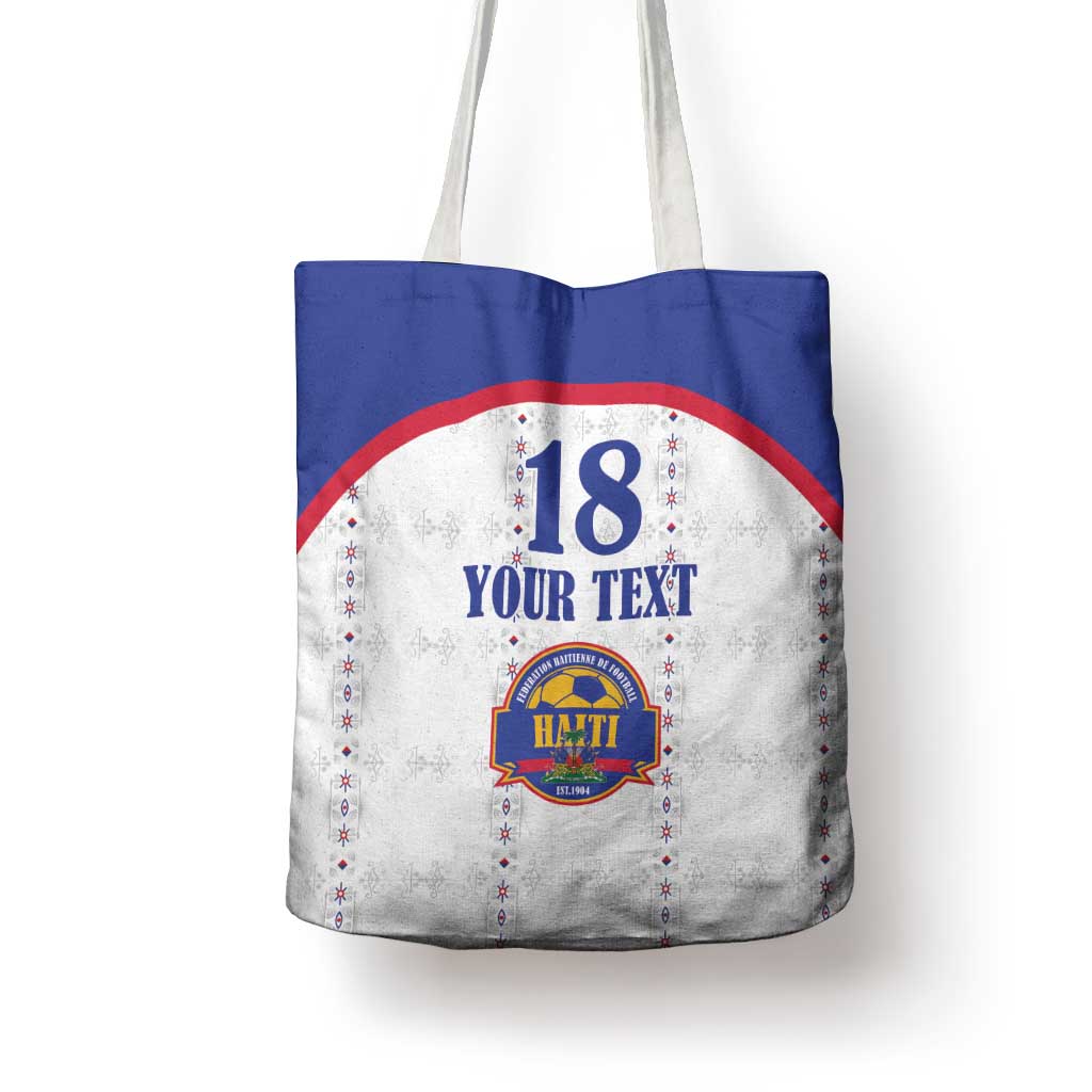 Custom Haiti Football Tote Bag Les Grenadiers Veve Haitian Vodou White Version - Wonder Print Shop