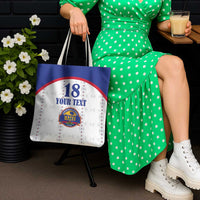 Custom Haiti Football Tote Bag Les Grenadiers Veve Haitian Vodou White Version - Wonder Print Shop