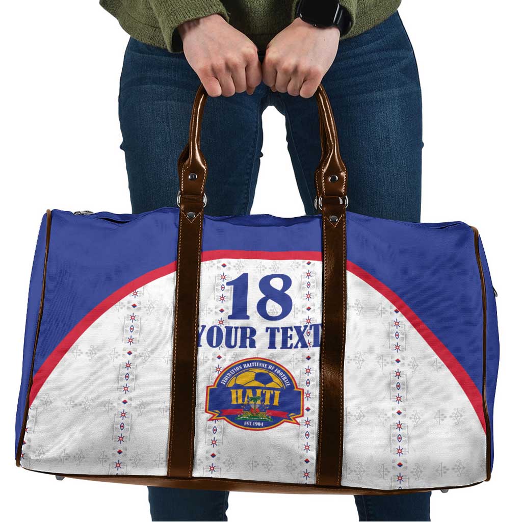 Custom Haiti Football Travel Bag Les Grenadiers Veve Haitian Vodou White Version - Wonder Print Shop