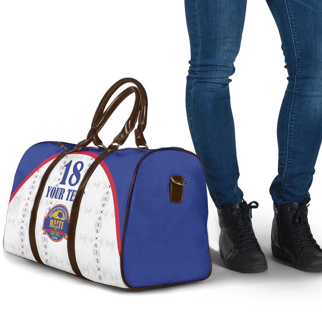 Custom Haiti Football Travel Bag Les Grenadiers Veve Haitian Vodou White Version - Wonder Print Shop