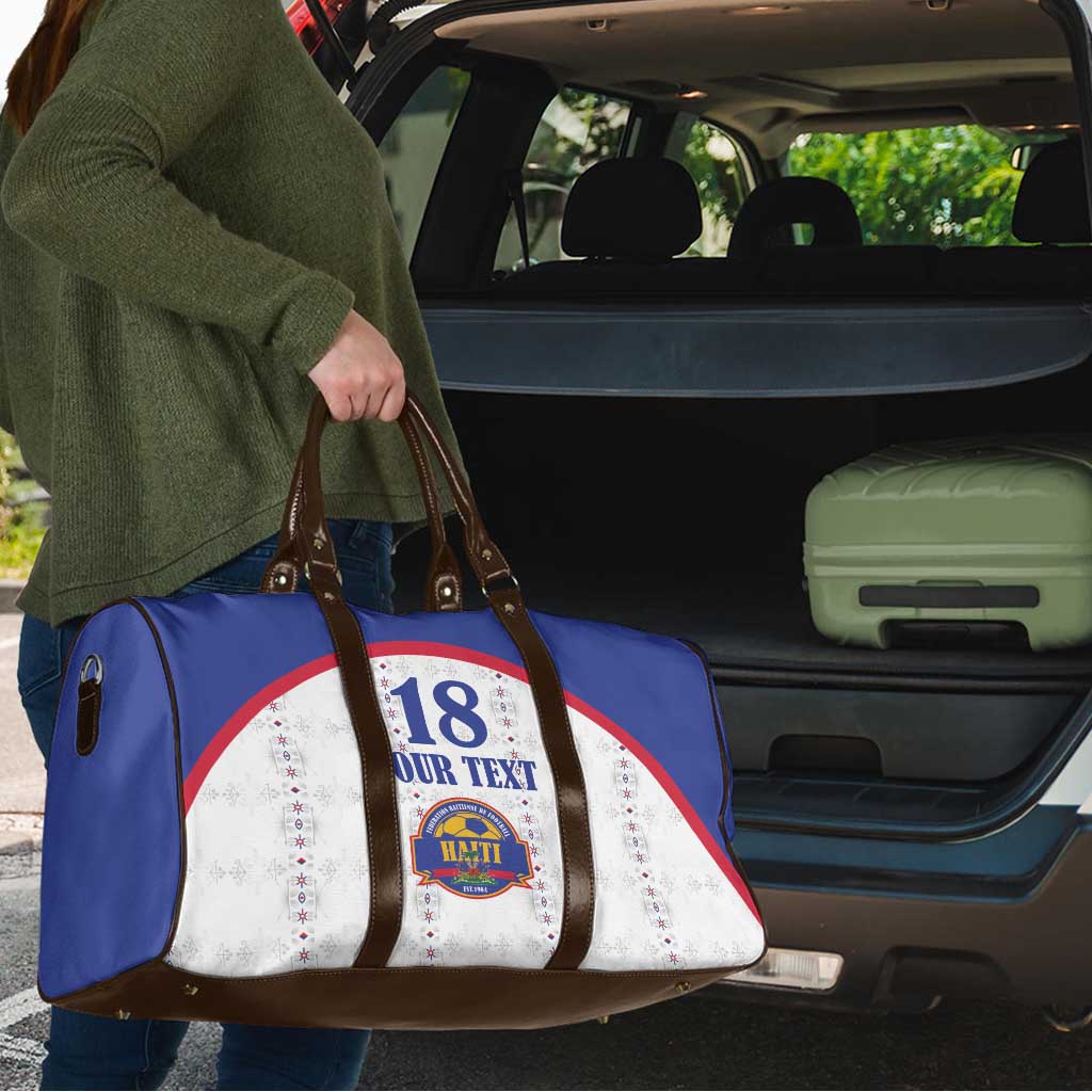 Custom Haiti Football Travel Bag Les Grenadiers Veve Haitian Vodou White Version - Wonder Print Shop