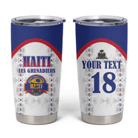Custom Haiti Football Tumbler Cup Les Grenadiers Veve Haitian Vodou White Version - Wonder Print Shop