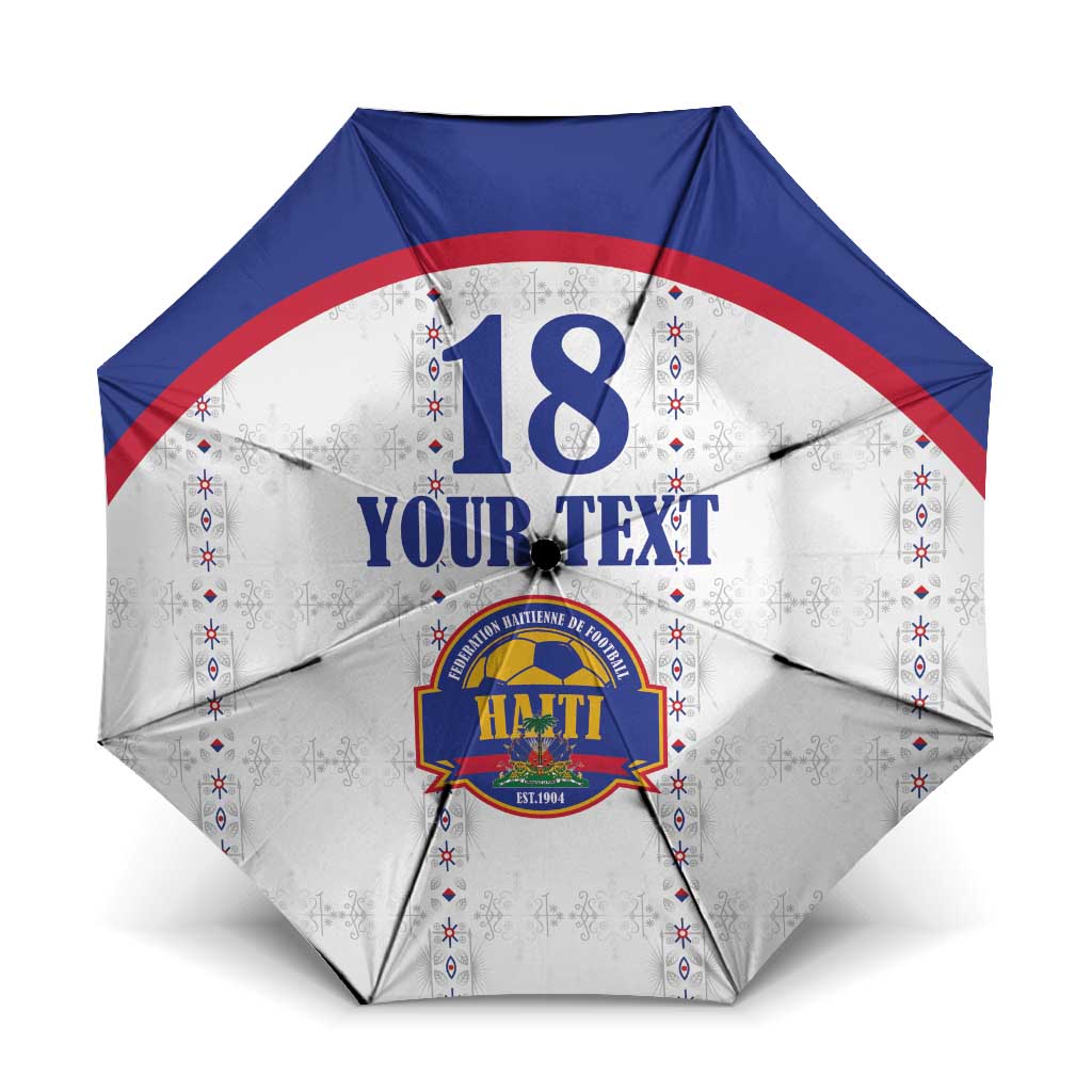 Custom Haiti Football Umbrella Les Grenadiers Veve Haitian Vodou White Version - Wonder Print Shop