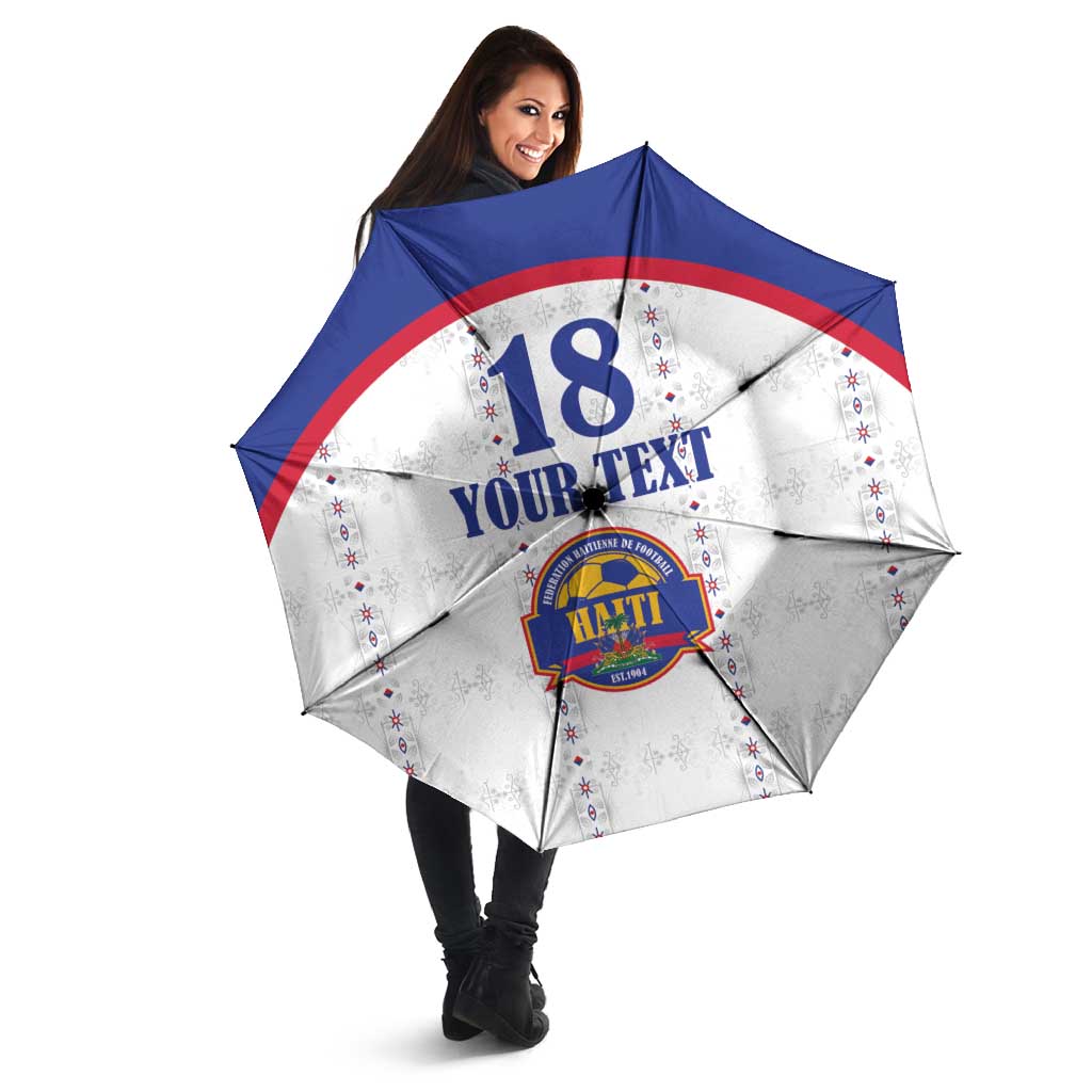 Custom Haiti Football Umbrella Les Grenadiers Veve Haitian Vodou White Version - Wonder Print Shop