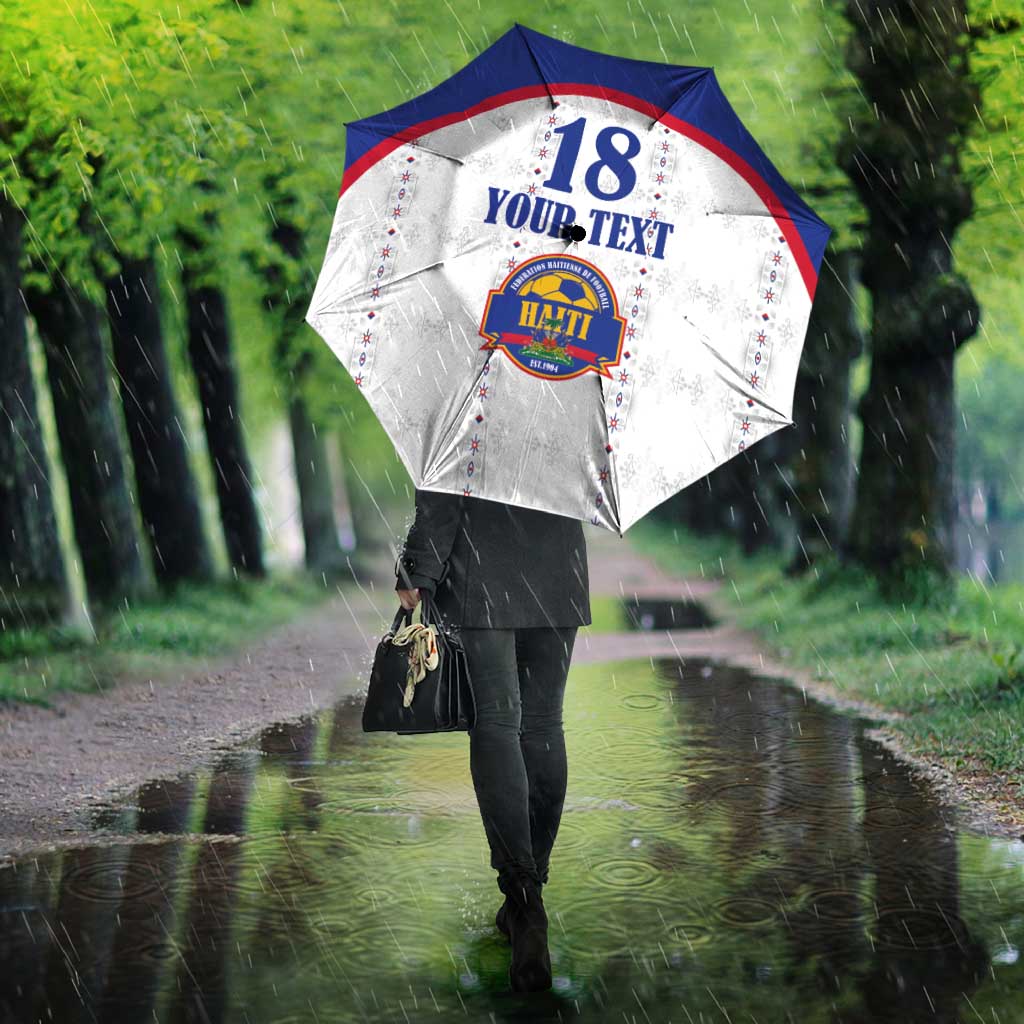 Custom Haiti Football Umbrella Les Grenadiers Veve Haitian Vodou White Version - Wonder Print Shop
