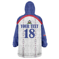 Custom Haiti Football Wearable Blanket Hoodie Les Grenadiers Veve Haitian Vodou White Version - Wonder Print Shop