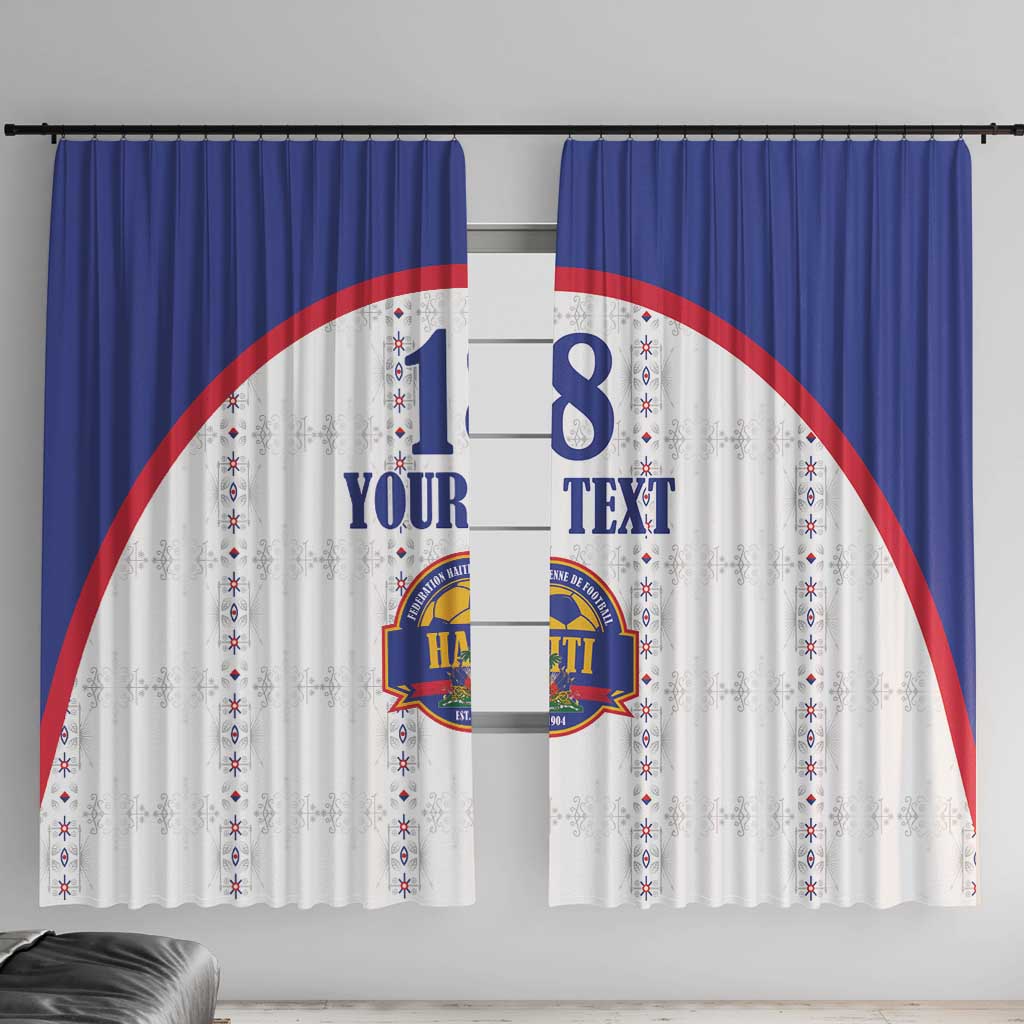 Custom Haiti Football Window Curtain Les Grenadiers Veve Haitian Vodou White Version - Wonder Print Shop