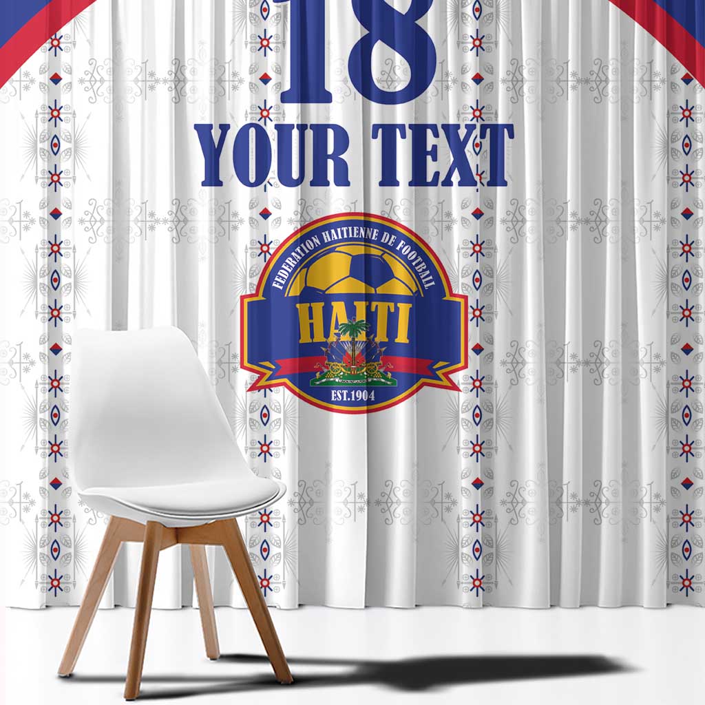 Custom Haiti Football Window Curtain Les Grenadiers Veve Haitian Vodou White Version - Wonder Print Shop