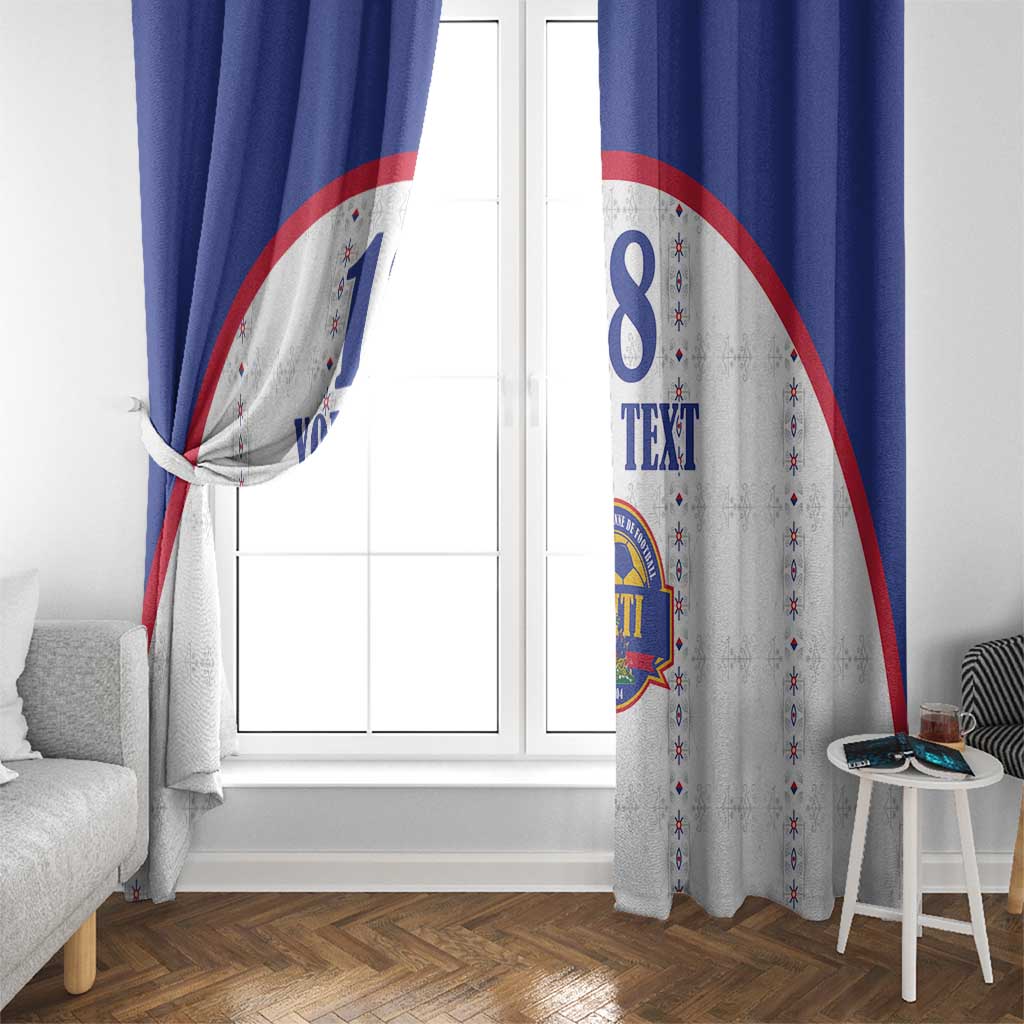 Custom Haiti Football Window Curtain Les Grenadiers Veve Haitian Vodou White Version - Wonder Print Shop