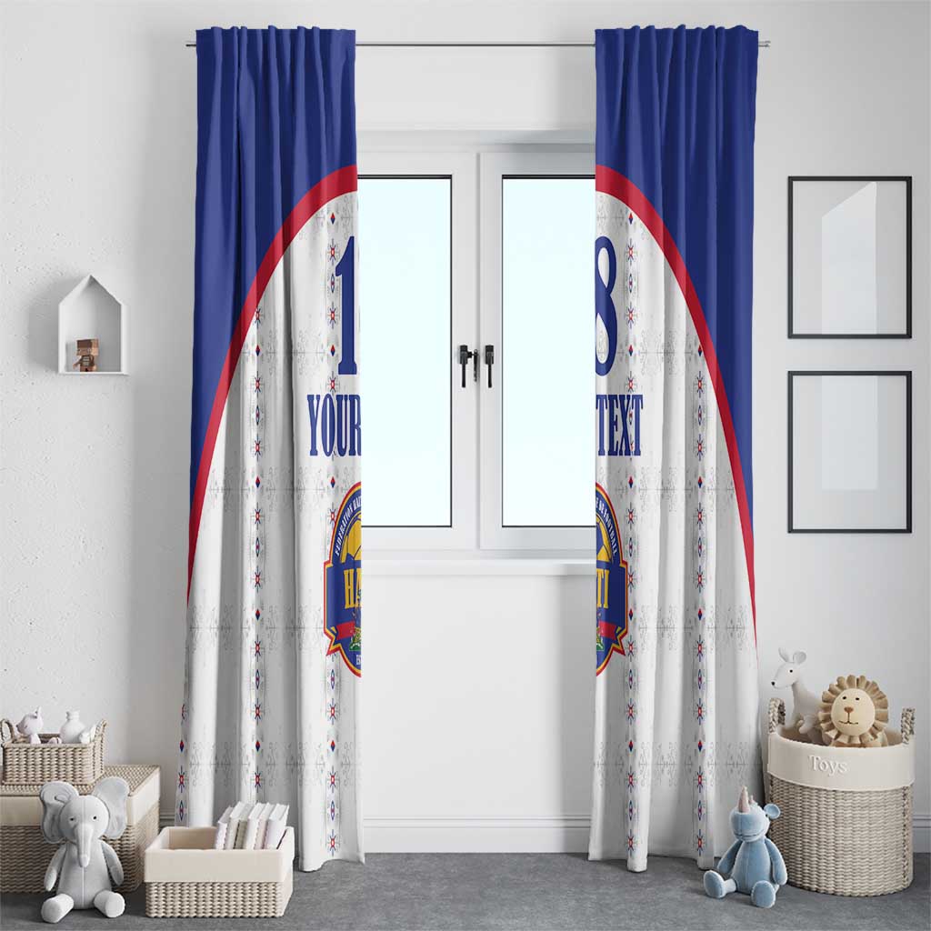 Custom Haiti Football Window Curtain Les Grenadiers Veve Haitian Vodou White Version - Wonder Print Shop