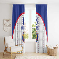 Custom Haiti Football Window Curtain Les Grenadiers Veve Haitian Vodou White Version - Wonder Print Shop