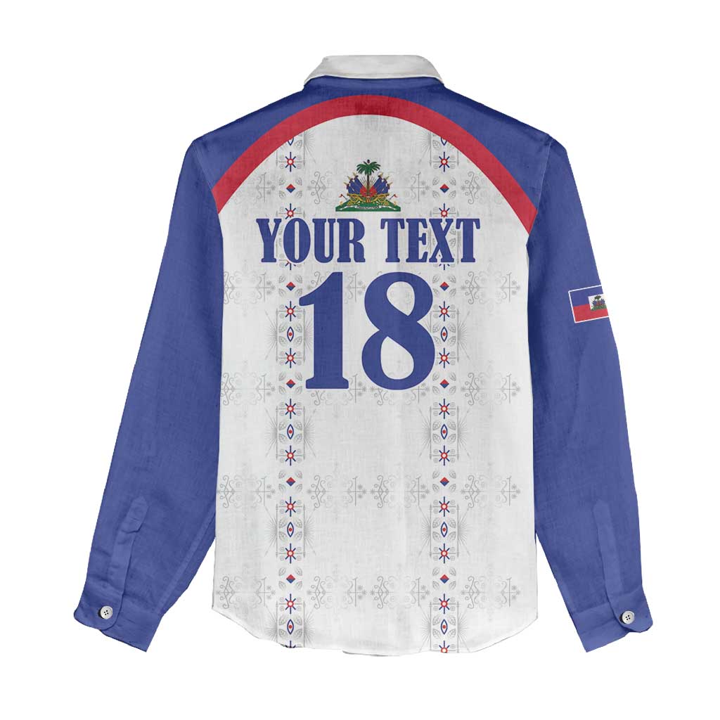 Custom Haiti Football Women Casual Shirt Les Grenadiers Veve Haitian Vodou White Version - Wonder Print Shop