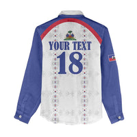 Custom Haiti Football Women Casual Shirt Les Grenadiers Veve Haitian Vodou White Version - Wonder Print Shop