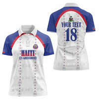 Custom Haiti Football Women Polo Shirt Les Grenadiers Veve Haitian Vodou White Version - Wonder Print Shop