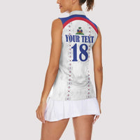 Custom Haiti Football Women Sleeveless Polo Shirt Les Grenadiers Veve Haitian Vodou White Version - Wonder Print Shop