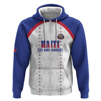 Custom Haiti Football Zip Hoodie Les Grenadiers Veve Haitian Vodou White Version - Wonder Print Shop