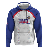 Custom Haiti Football Zip Hoodie Les Grenadiers Veve Haitian Vodou White Version - Wonder Print Shop