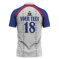 Custom Haiti Football Zipper Polo Shirt Les Grenadiers Veve Haitian Vodou White Version - Wonder Print Shop