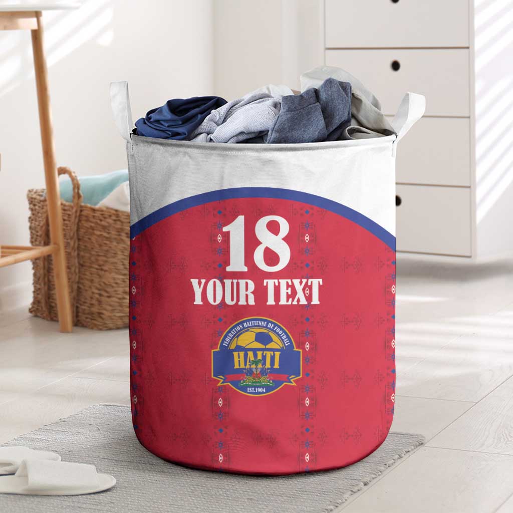Custom Haiti Football Laundry Basket Les Grenadiers Veve Haitian Vodou Red Version - Wonder Print Shop