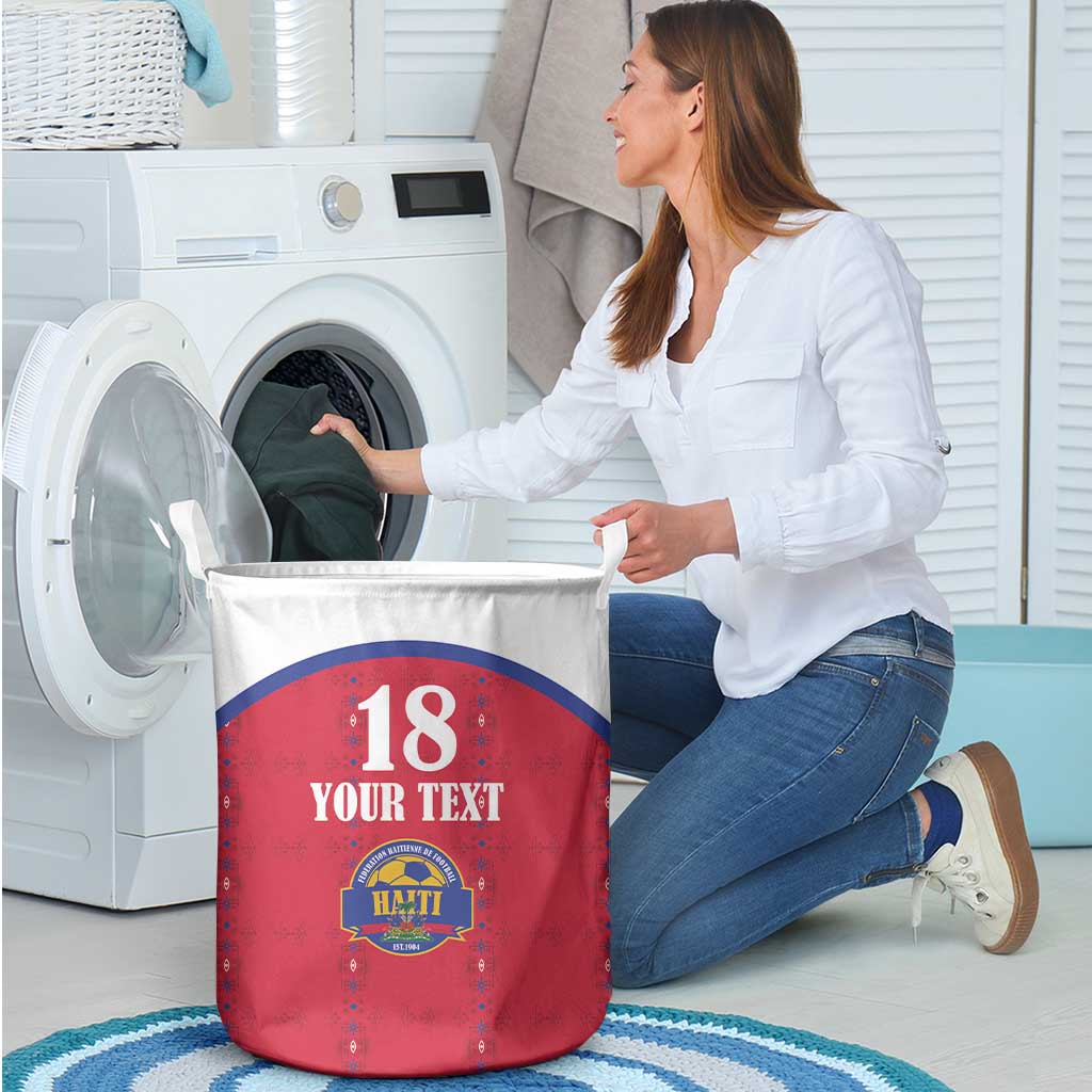 Custom Haiti Football Laundry Basket Les Grenadiers Veve Haitian Vodou Red Version - Wonder Print Shop