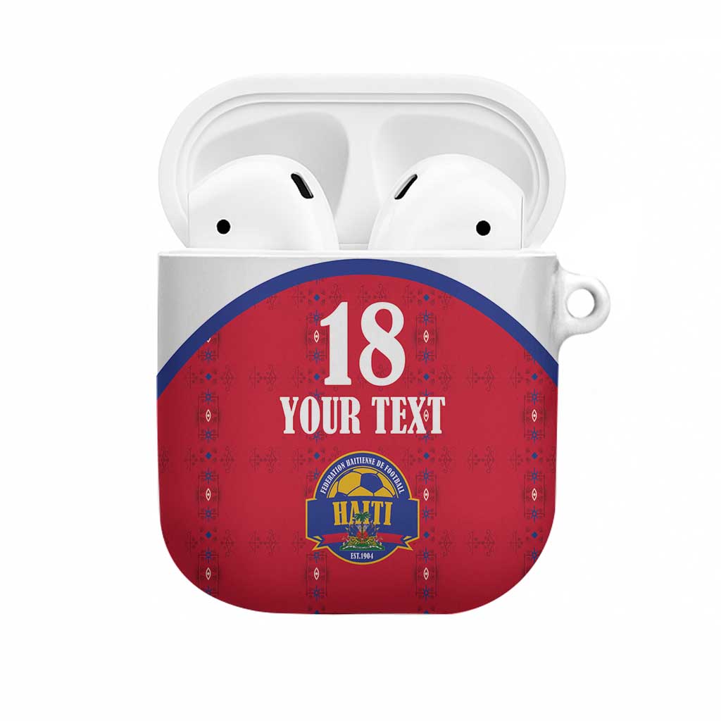 Custom Haiti Football AirPods Case Les Grenadiers Veve Haitian Vodou Red Version - Wonder Print Shop