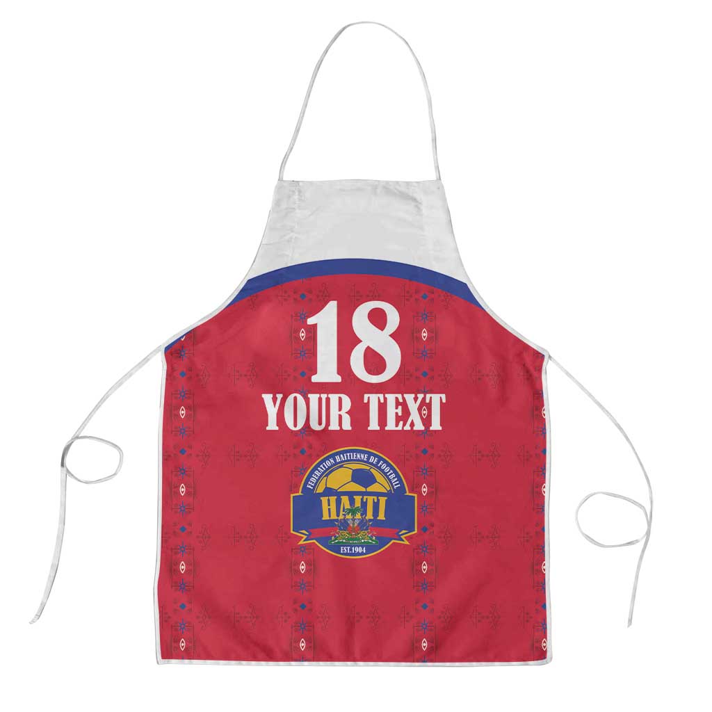 Custom Haiti Football Apron Les Grenadiers Veve Haitian Vodou Red Version - Wonder Print Shop