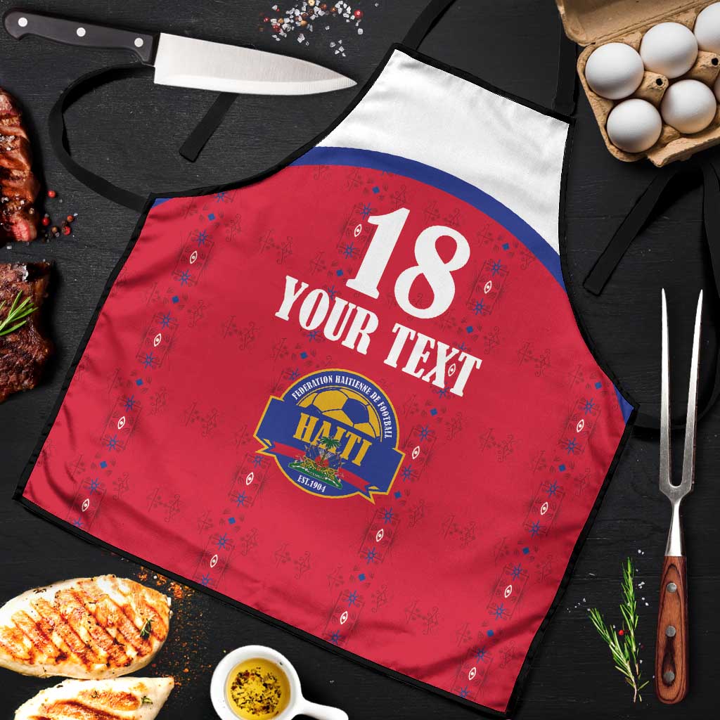 Custom Haiti Football Apron Les Grenadiers Veve Haitian Vodou Red Version - Wonder Print Shop