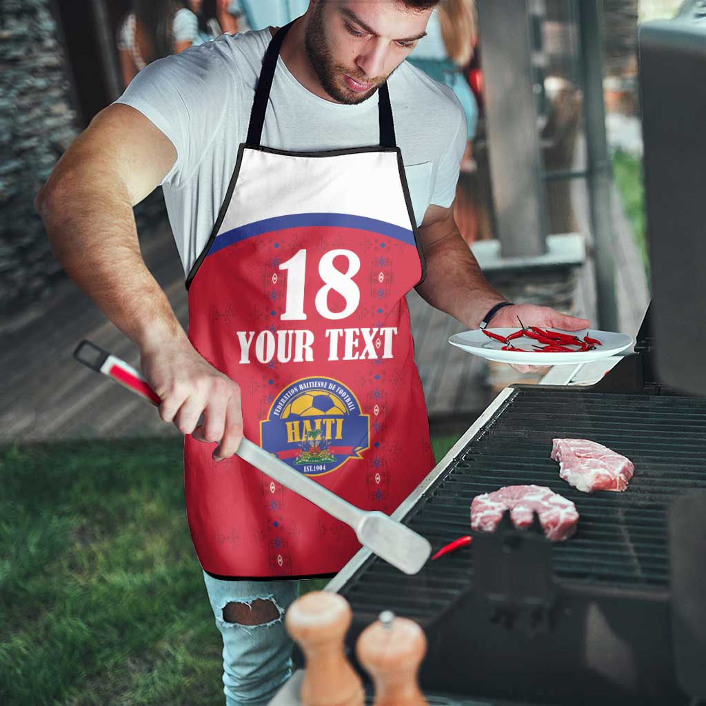Custom Haiti Football Apron Les Grenadiers Veve Haitian Vodou Red Version - Wonder Print Shop