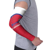 Custom Haiti Football Arm Sleeves Les Grenadiers Veve Haitian Vodou Red Version - Wonder Print Shop