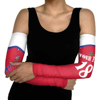 Custom Haiti Football Arm Sleeves Les Grenadiers Veve Haitian Vodou Red Version - Wonder Print Shop