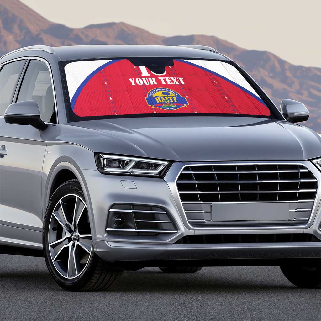 Custom Haiti Football Auto Sun Shade Les Grenadiers Veve Haitian Vodou Red Version - Wonder Print Shop