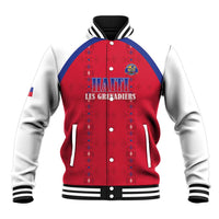 Custom Haiti Football Baseball Jacket Les Grenadiers Veve Haitian Vodou Red Version - Wonder Print Shop