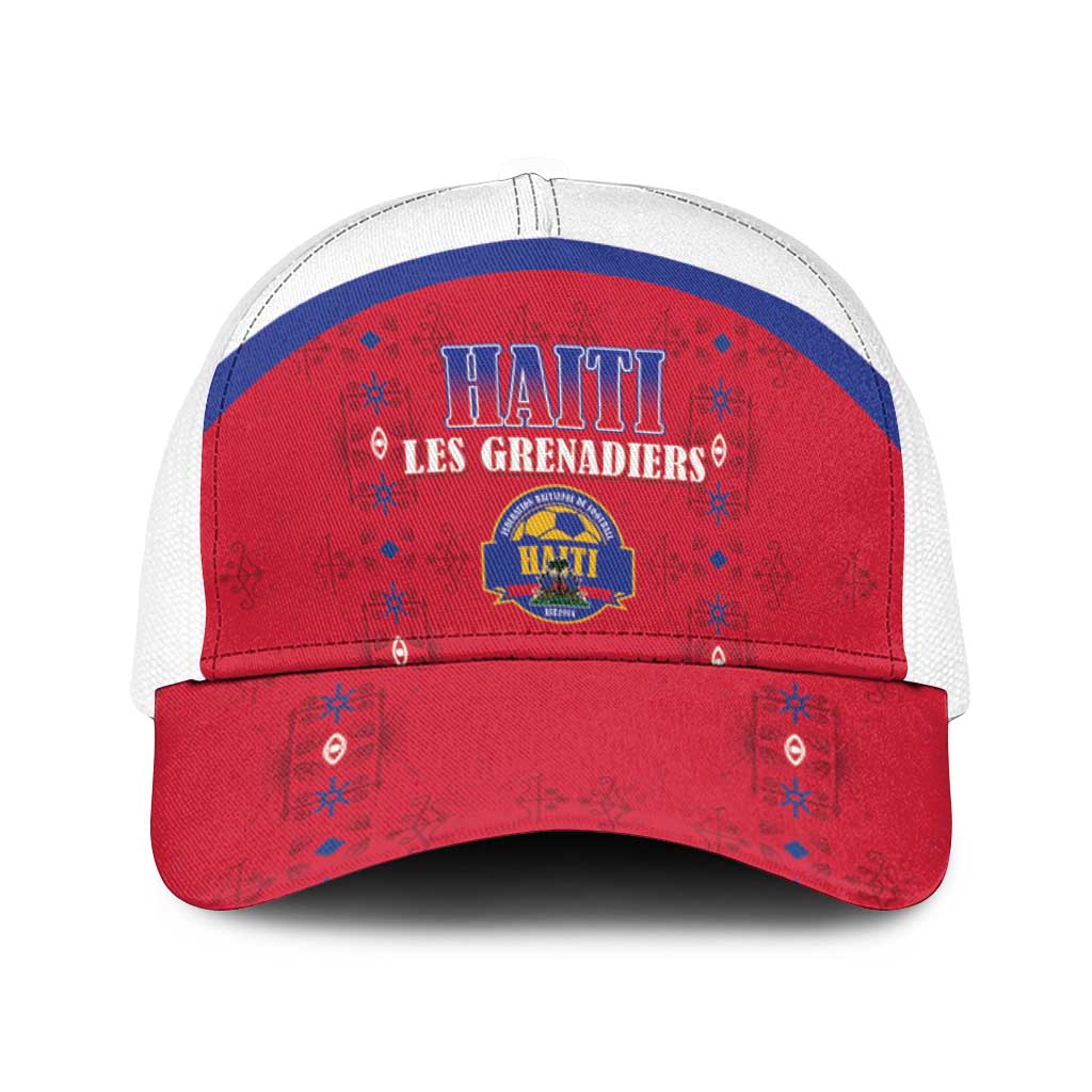 Haiti Football Baseball Net Cap Les Grenadiers Veve Haitian Vodou Red Version - Wonder Print Shop