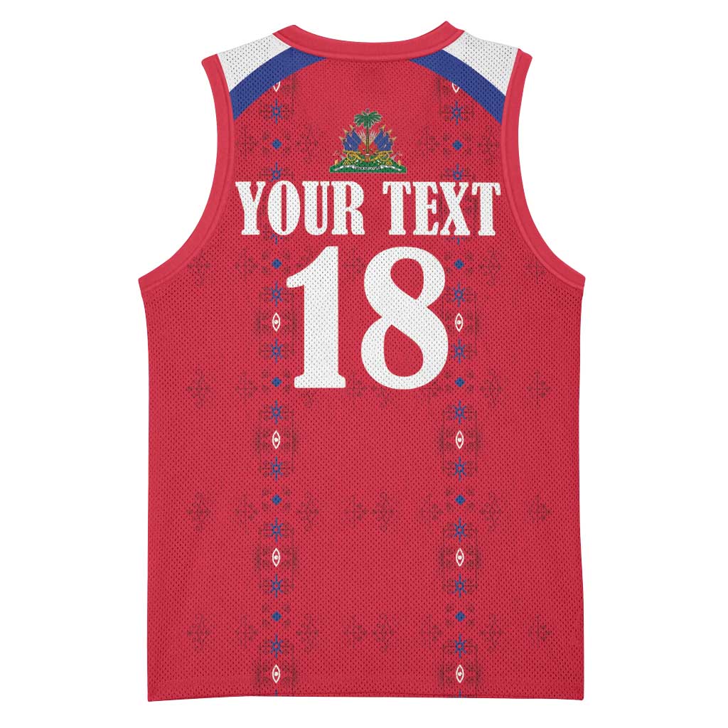Custom Haiti Football Basketball Jersey Les Grenadiers Veve Haitian Vodou Red Version - Wonder Print Shop