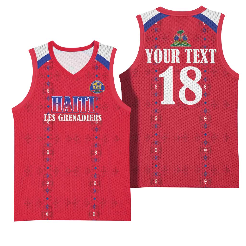 Custom Haiti Football Basketball Jersey Les Grenadiers Veve Haitian Vodou Red Version - Wonder Print Shop