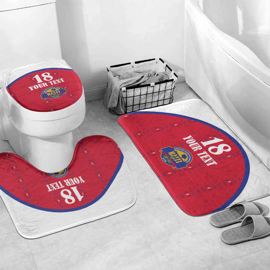 Custom Haiti Football Bathroom Set Les Grenadiers Veve Haitian Vodou Red Version - Wonder Print Shop