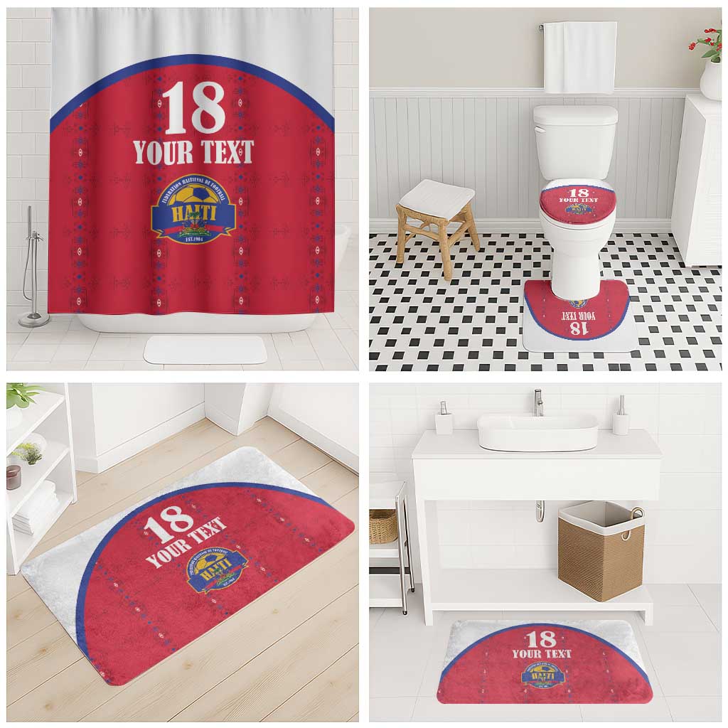 Custom Haiti Football Bathroom Set Les Grenadiers Veve Haitian Vodou Red Version - Wonder Print Shop